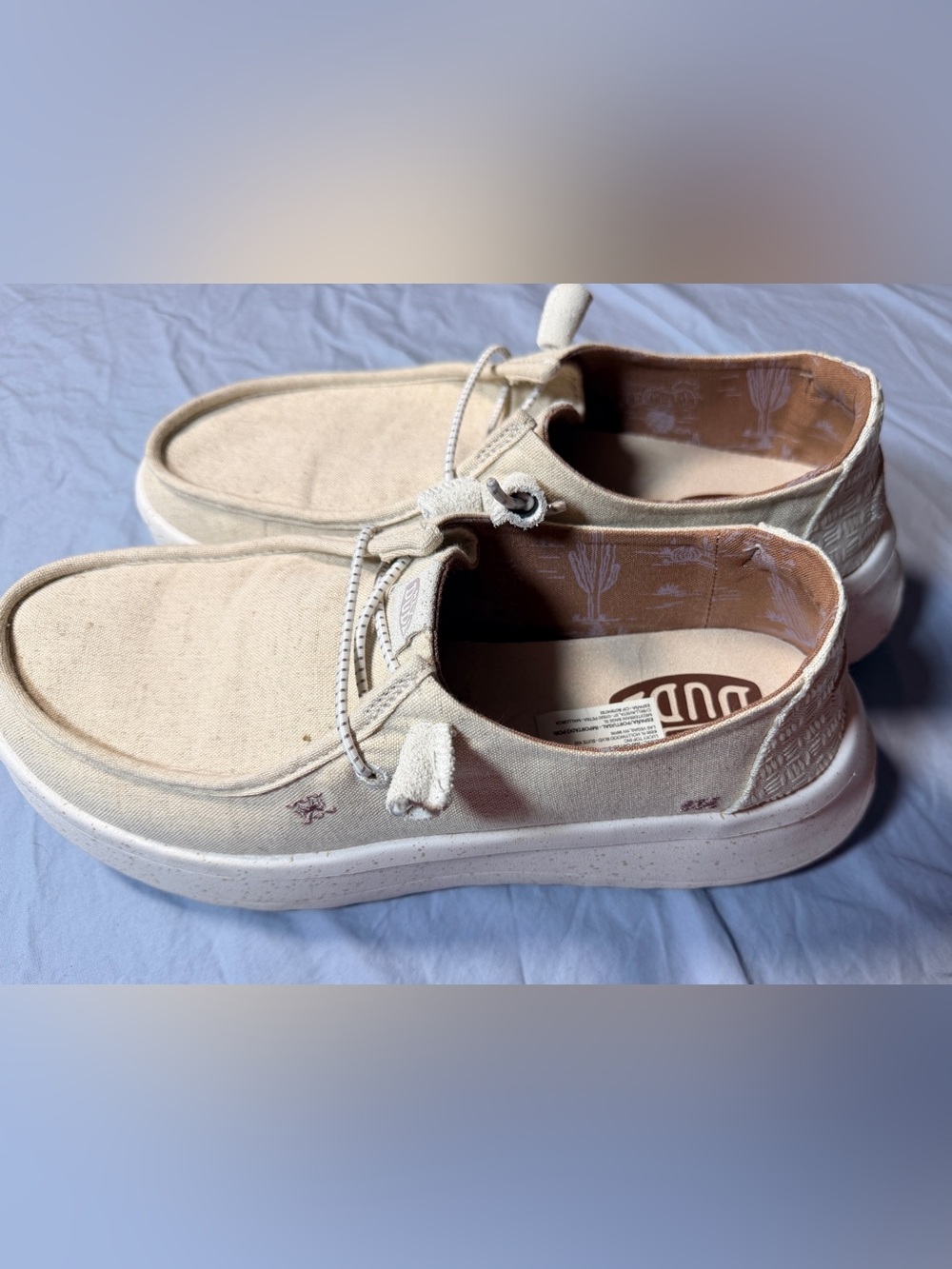 Hey Dude Women's Slip-On Sneakers in Light Beige Canvas - 10
